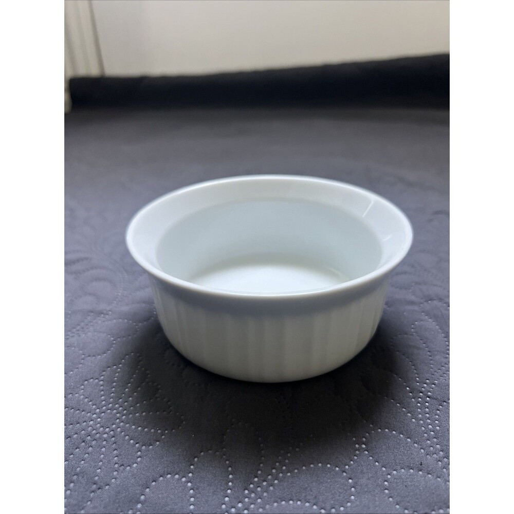 Bali White Ceramic Round Baking Ramekin Souffle Dish 5in D x 2.5” Deep Home Gift